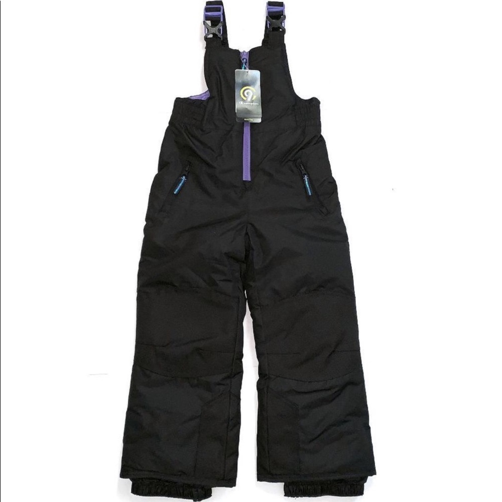 C9 Champion Girls Snowsuit Snow Bib Pants Black Water Wind Resistant Size M 7/8
